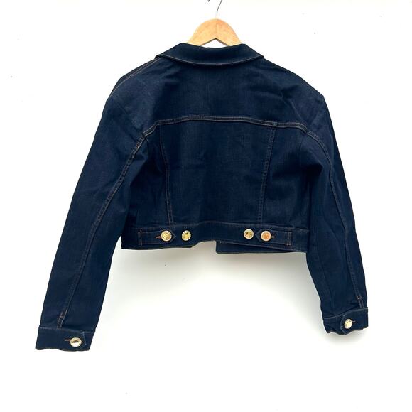 New Marciano By Guess Kylie Denim Jacket Cropped Dark Wash Small 4 Boxy 40 - Picture 6 of 14
